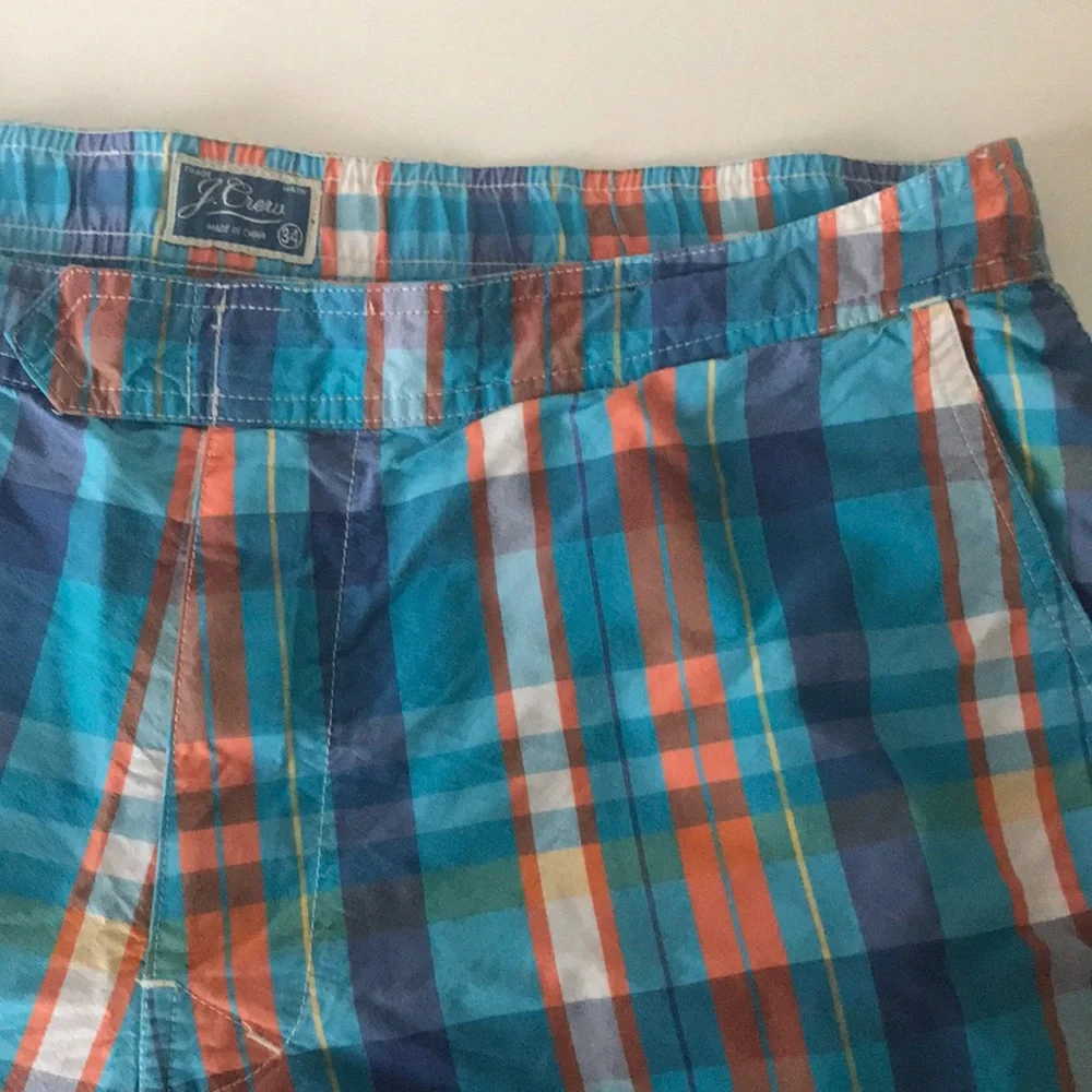 J. Crew - Mens 7” Plaid Board Shorts Swim Trunks